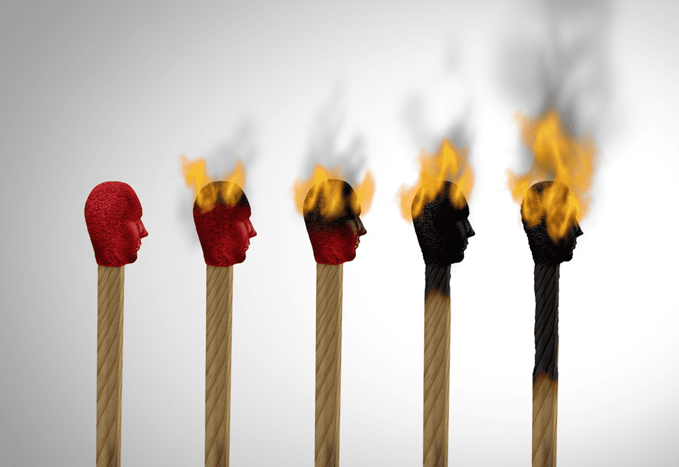 Matches with heads burning, transitioning from red to black.