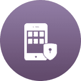 A smartphone with a shield symbolizing mobile security.