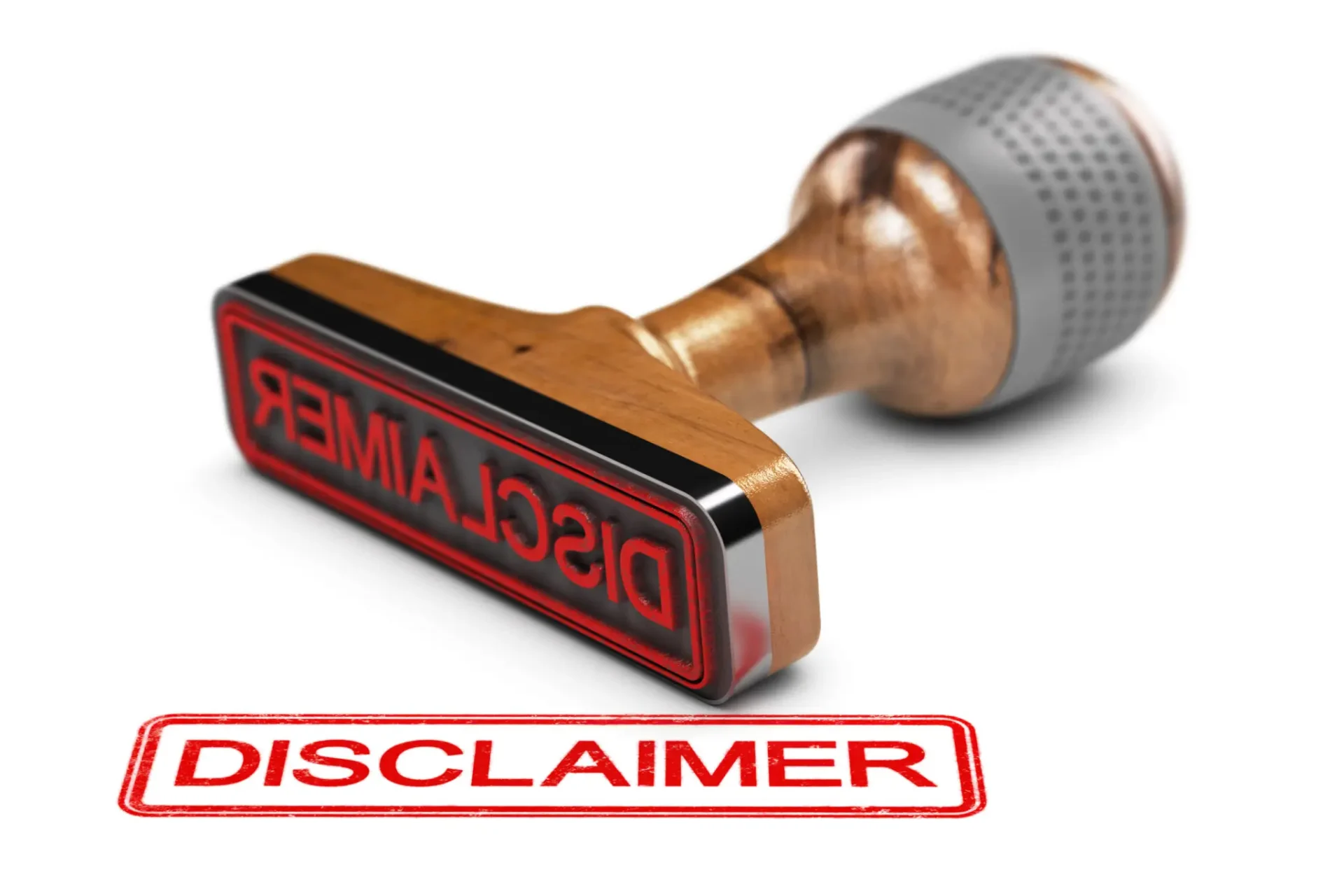 A rubber stamp with the word 'DISCLAIMER' stamped in red.